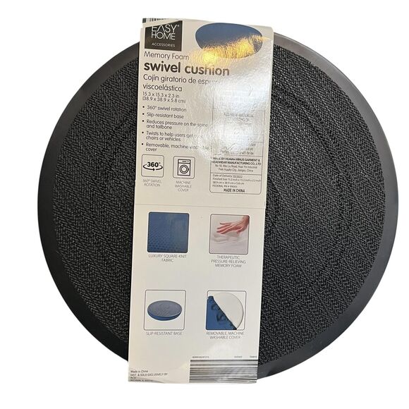 Easy Home Memory Foam Swivel Cushion 360° Rotate Seat Blue Car Chair Relief New - Picture 4 of 12